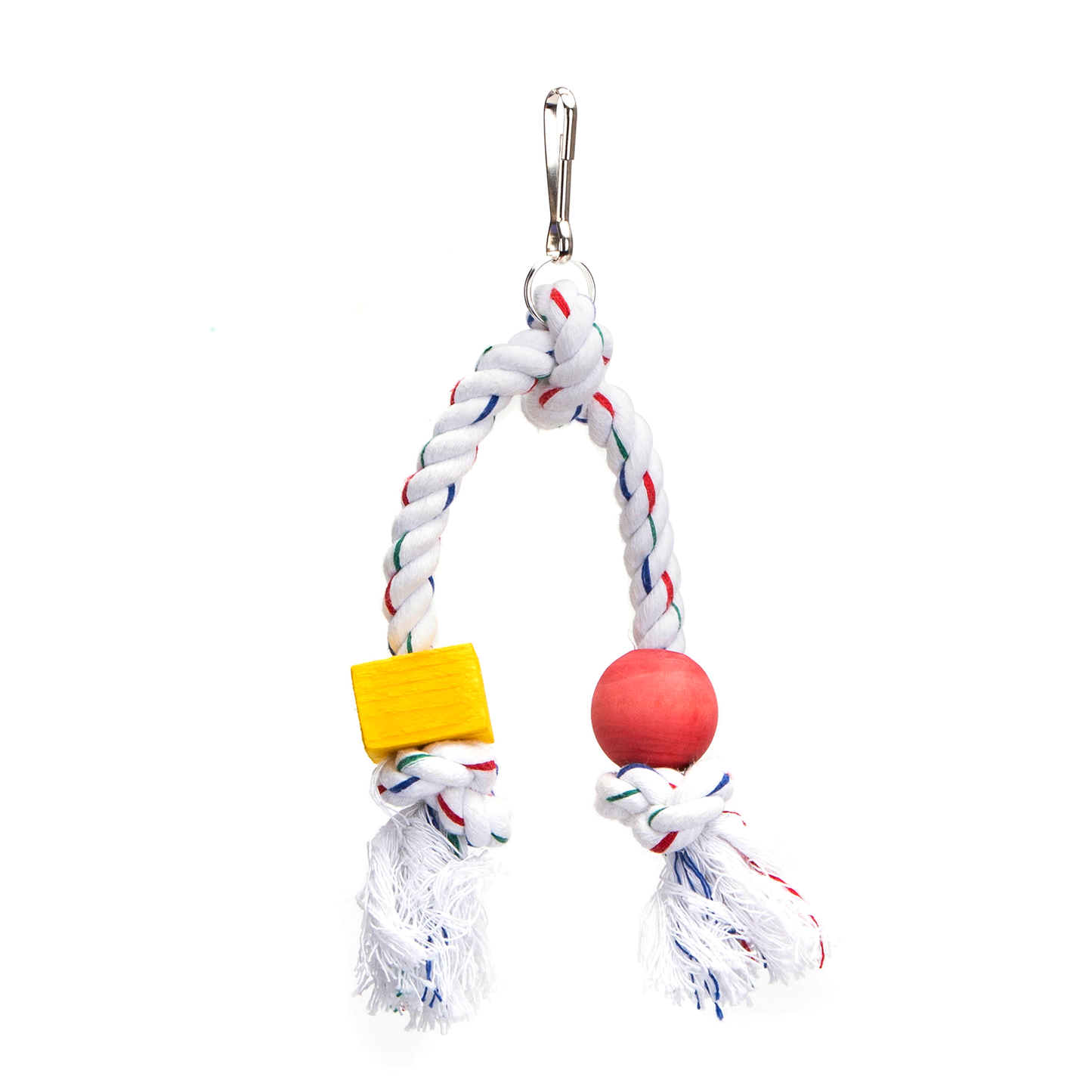 Jouet en corde de coton et bois pour oiseau