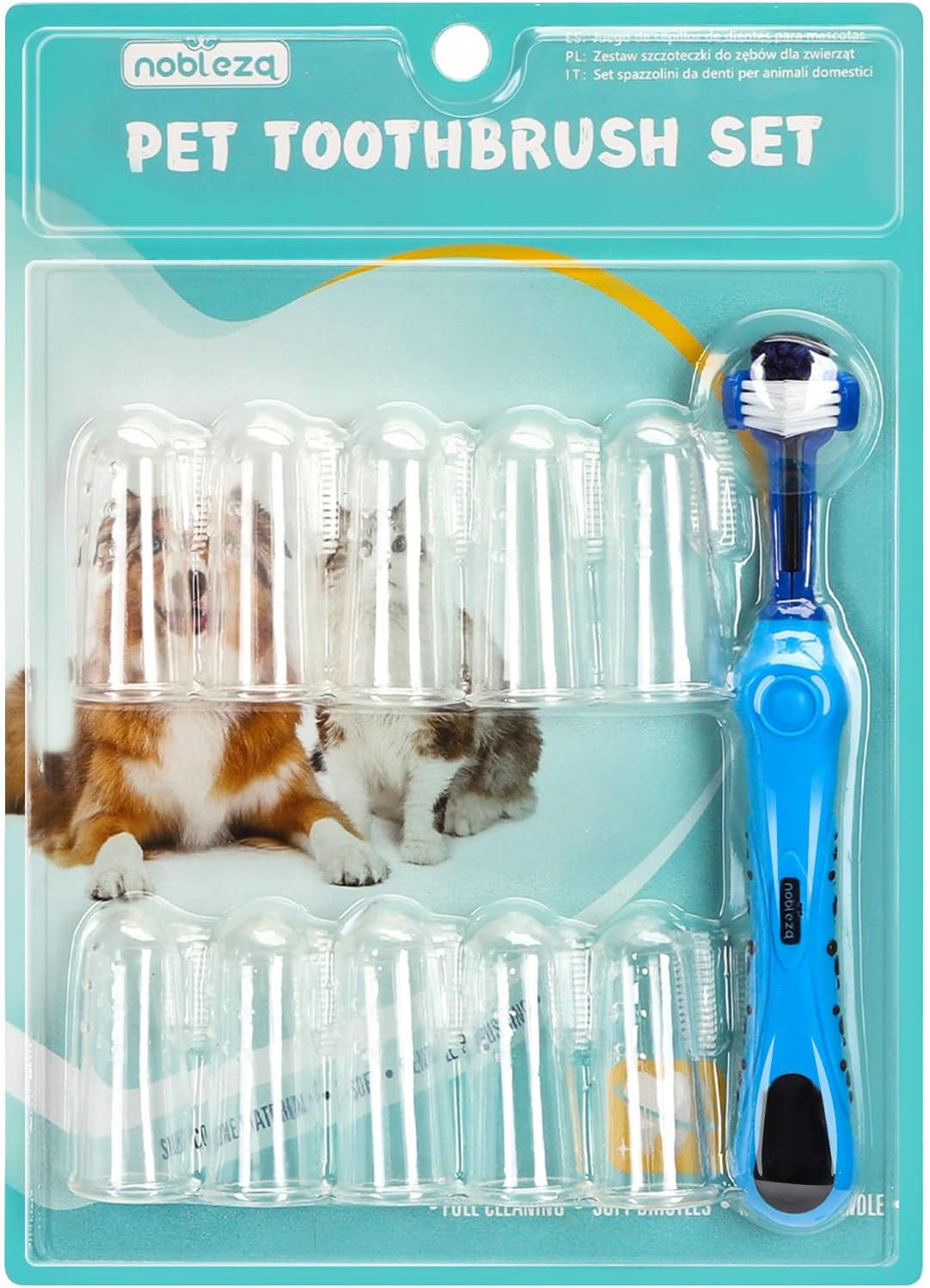 Kit brosse à dents et 10 brosses à doigts
