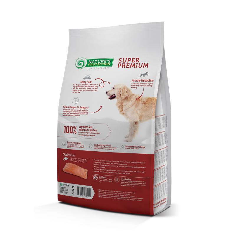 Croquettes au Saumon pour Chien Adulte Nature's Protection – Aliment Premium Hypoallergénique (12kg)